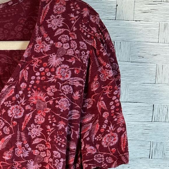 Lucky brand peasant top knit floral the v-neck peplum bohemian hippie western - Picture 3 of 10